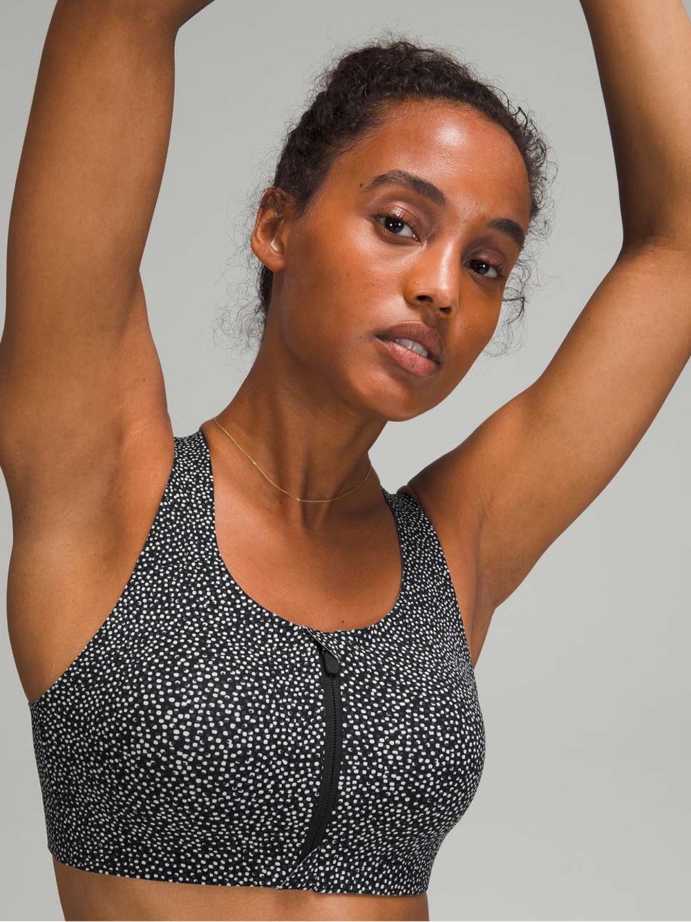 Lululemon Enlite Bra Zip Front in the Double Dimension Starlight Blackmf
